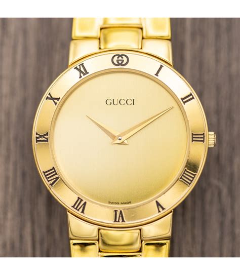 vintage gold gucci watch mens|pre owned Gucci watches.